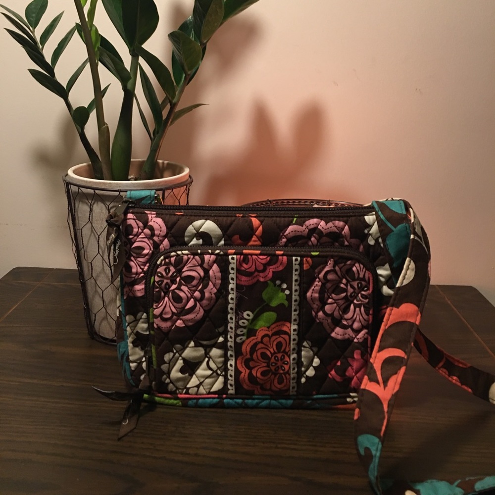Vera Bradley Floral Print Fabric Crossbody, brown